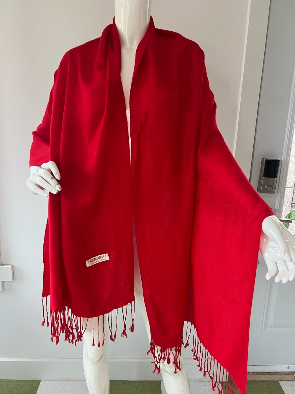 Pashmina Silk Blend Red Lightweight Scarf shawl wrap timeless luxury 28”x75”